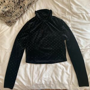Charlotte Russe Black Velvet Top w/ Glitter Detail